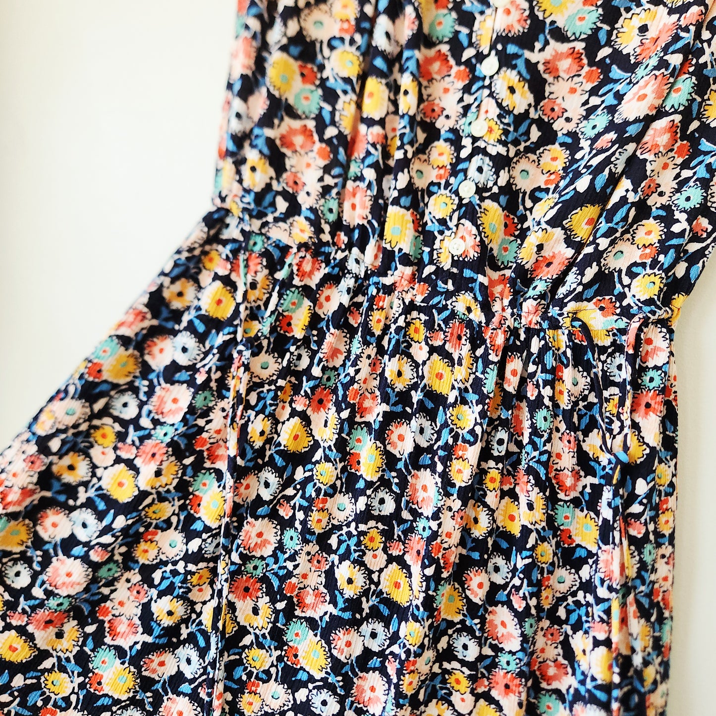 Loft Floral Dress with Drawstring - XS Petite