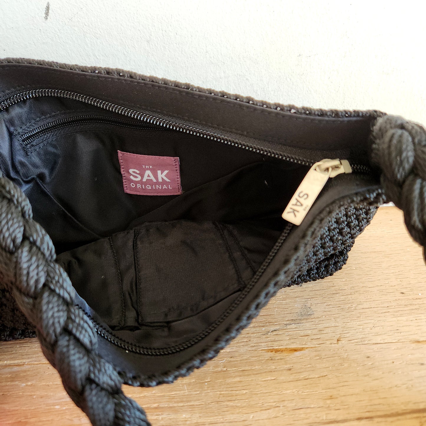 The Sak Black Woven Purse with Braided Strap