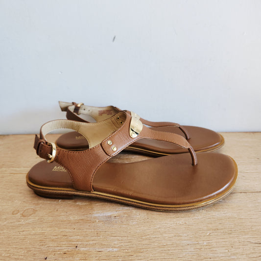 Michael Kors Leather Sandals with Gold Details - size 6.5
