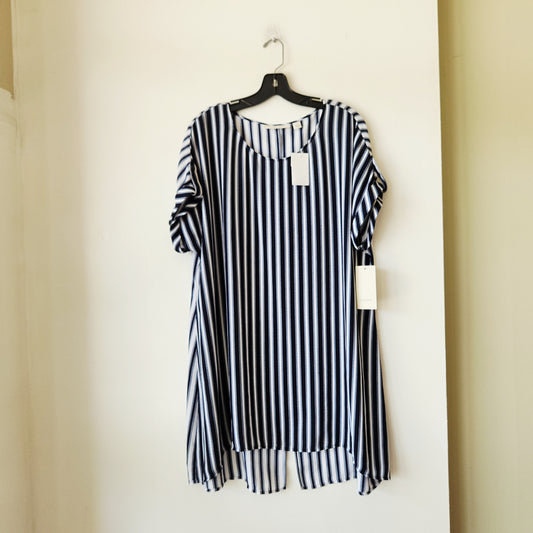 Sejour Navy & White Striped Flowy Tunic Top - 14W - New