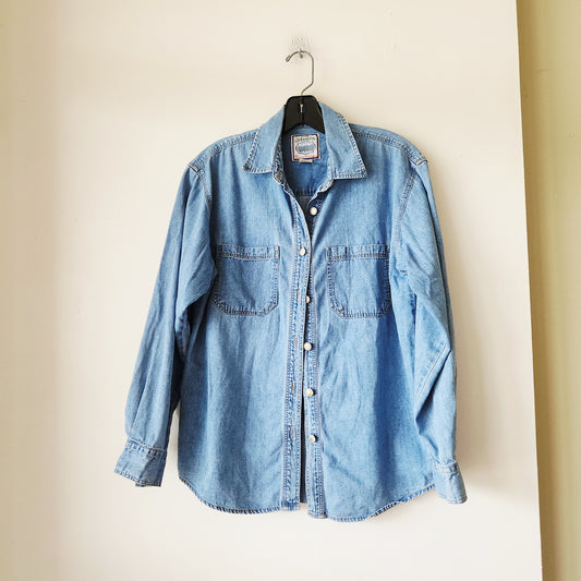 Vintage 90s St John's Bay 100% Cotton Denim Shirt - S