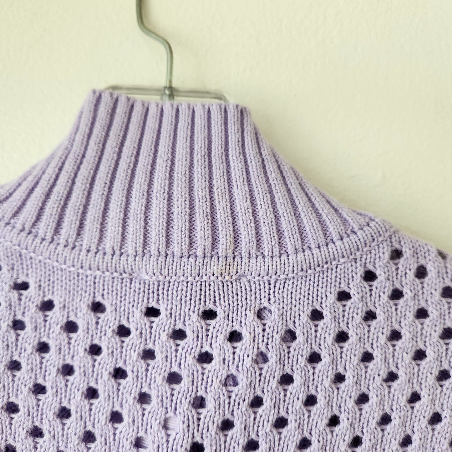 T by Talbots Lavender Open Knit Snap Front Cardigan - S Petite