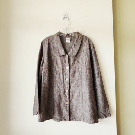 Two Star Dog 100% Linen Button Up Top - L