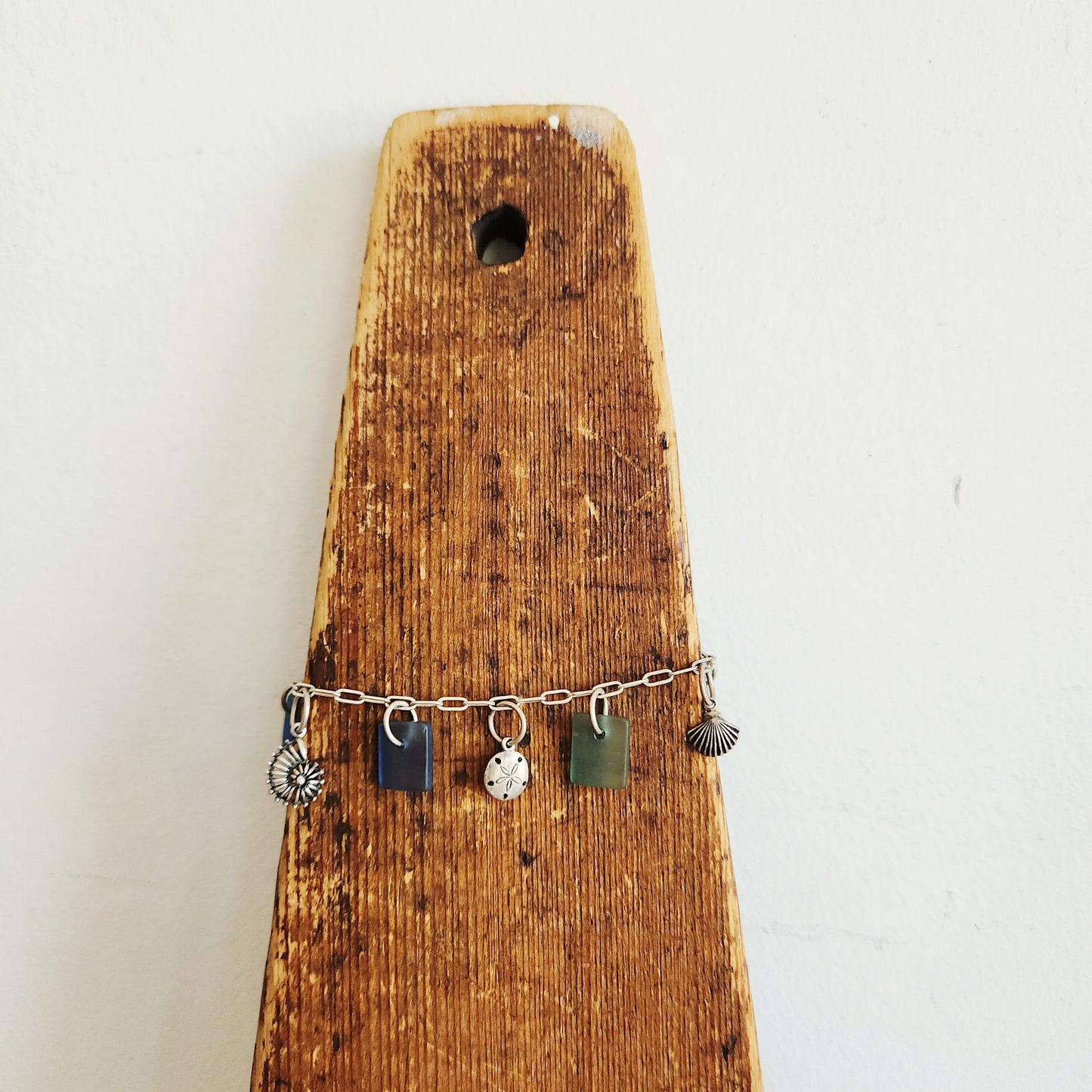 Sterling Silver & Sea Glass Charm Bracelet