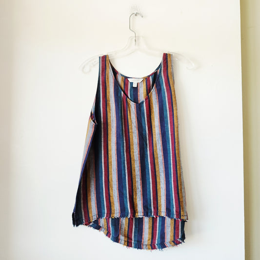 Garnet Hill 100% Linen Striped Tank - size 10