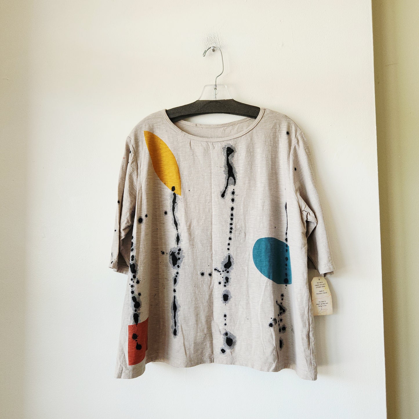 Kim Messier Linen & Cotton Hand Painted Top - L - New