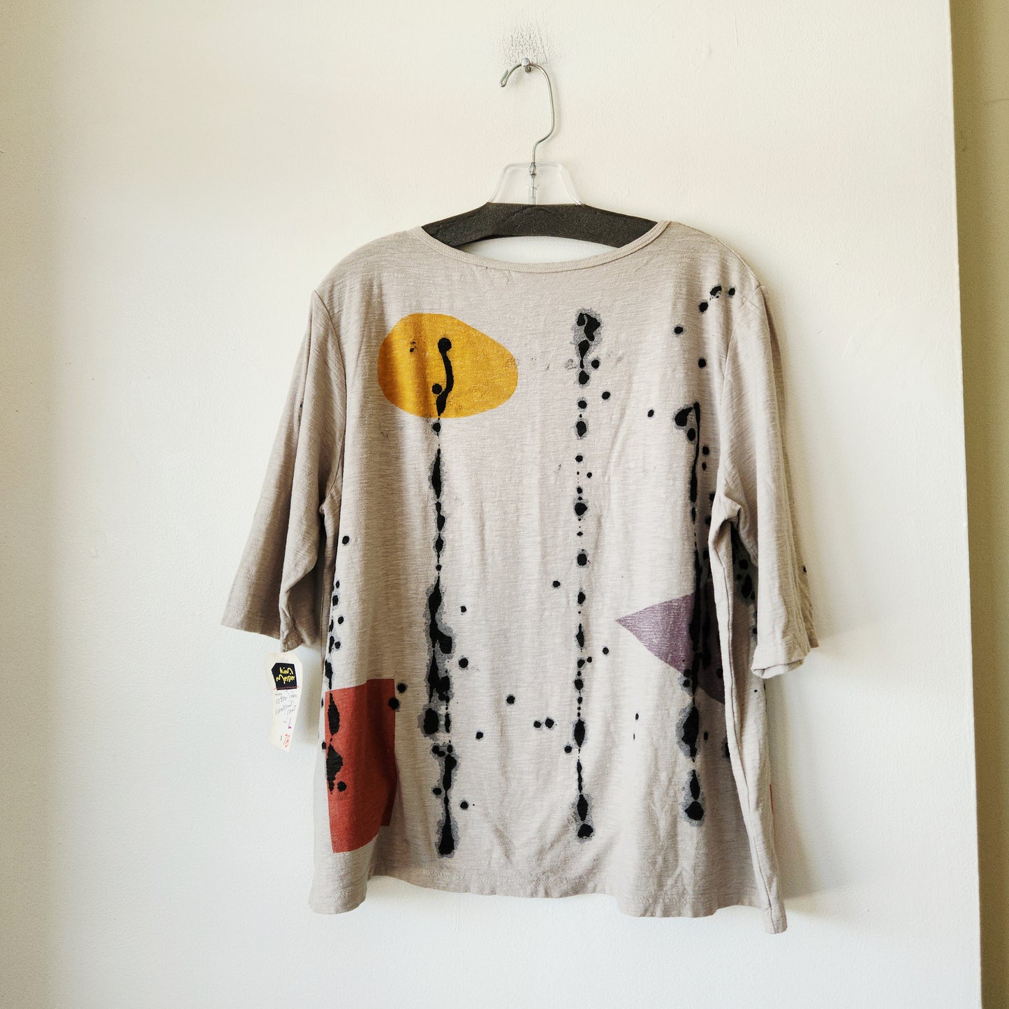 Kim Messier Linen & Cotton Hand Painted Top - L - New