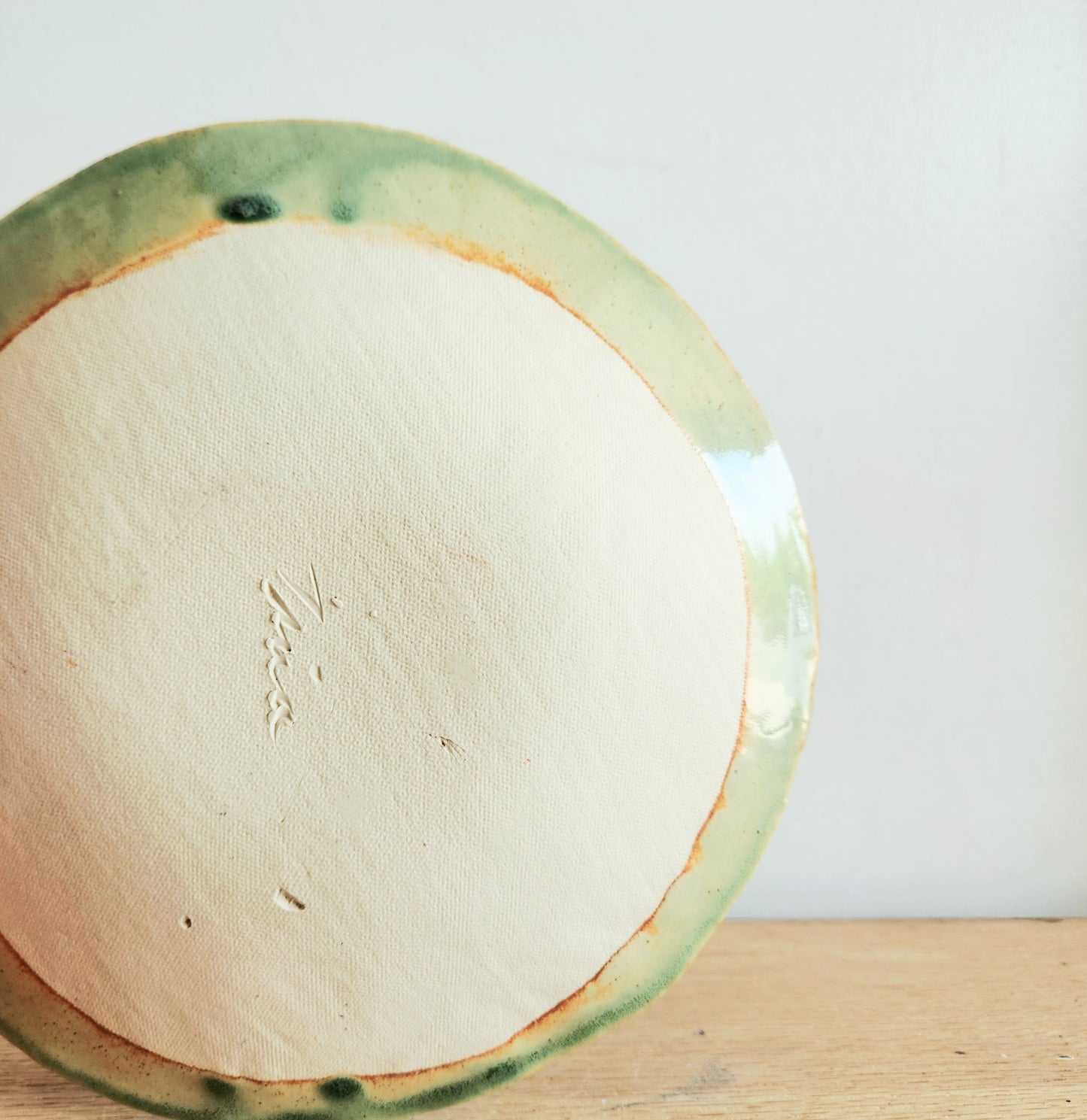 Handmade Oak Leaf Ceramic Plate Signed 9"