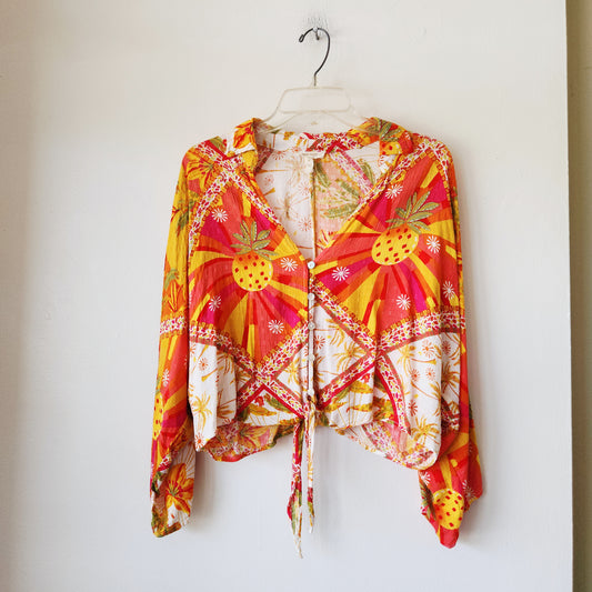 Haute Hippie Style Crop Fit Top with Tie - M