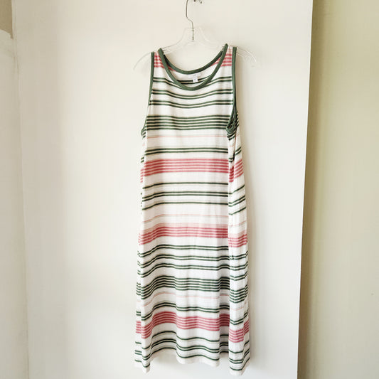 J Jill Cotton Jersey Striped Sleeveless Dress - L Tall