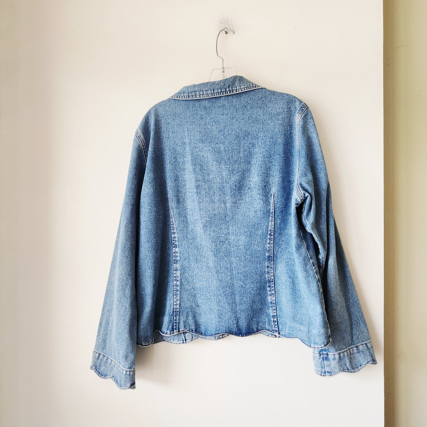Isabella Bird 100% Cotton Denim Jacket with Scalloped Details - XL