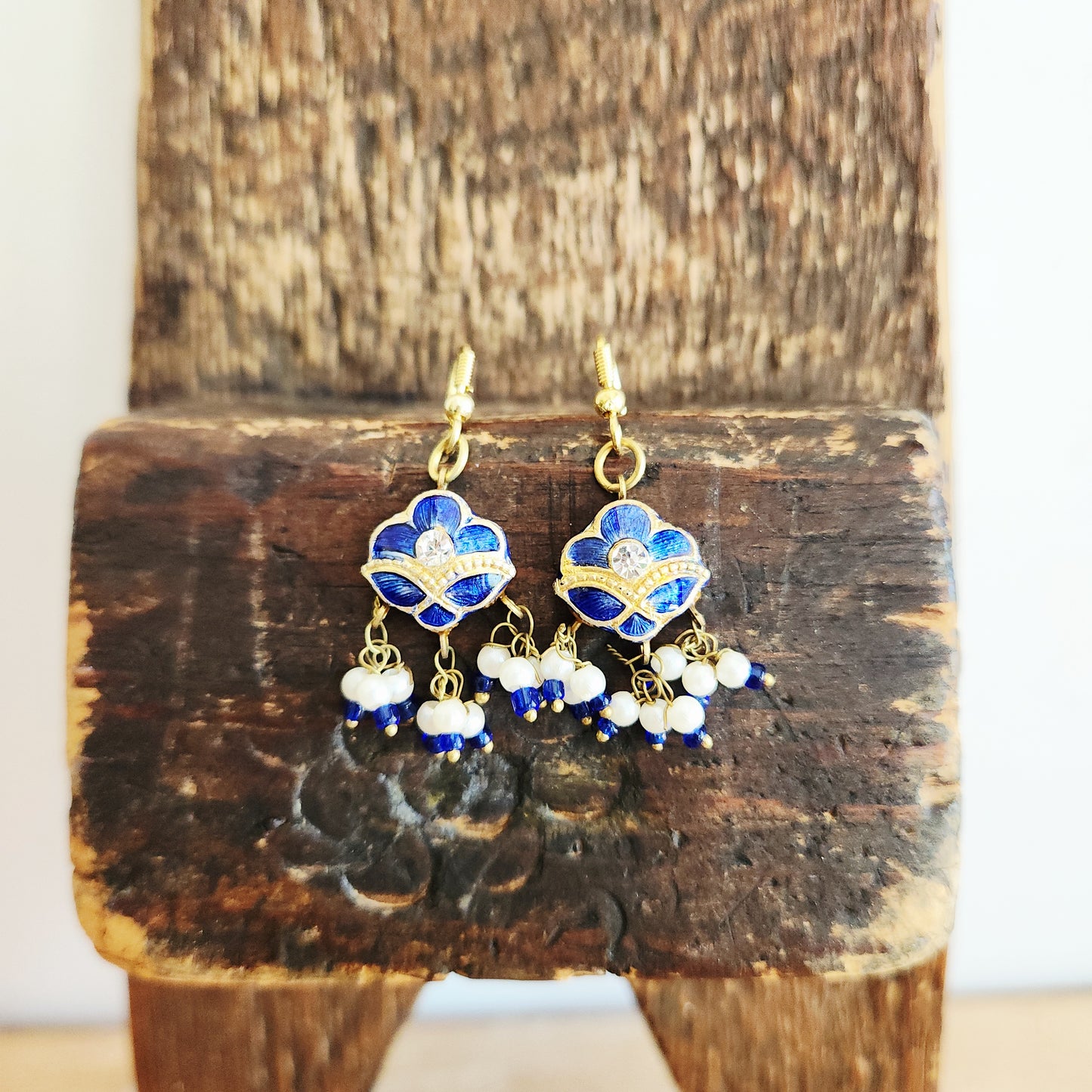 Blue Flowers Dangle Earrings