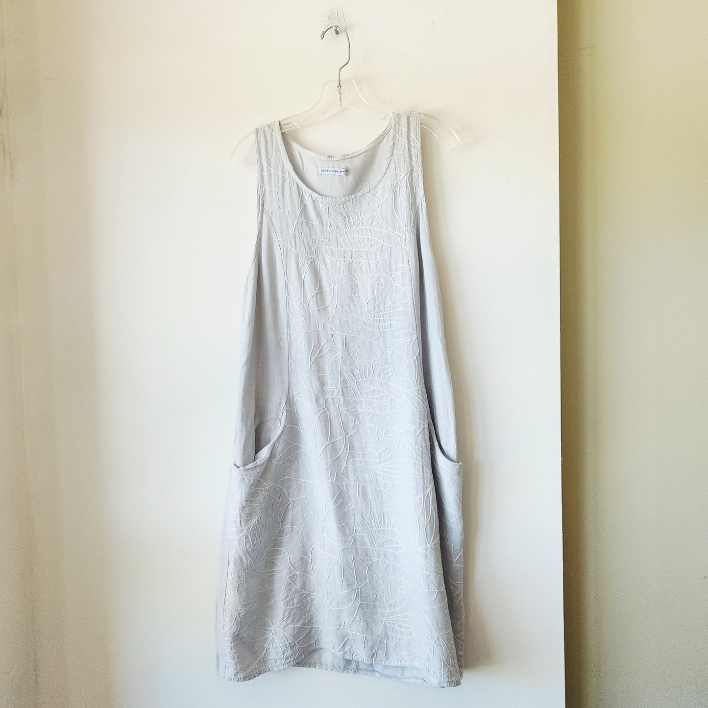 Tempo Paris 100% Linen Dress with Pockets - XL