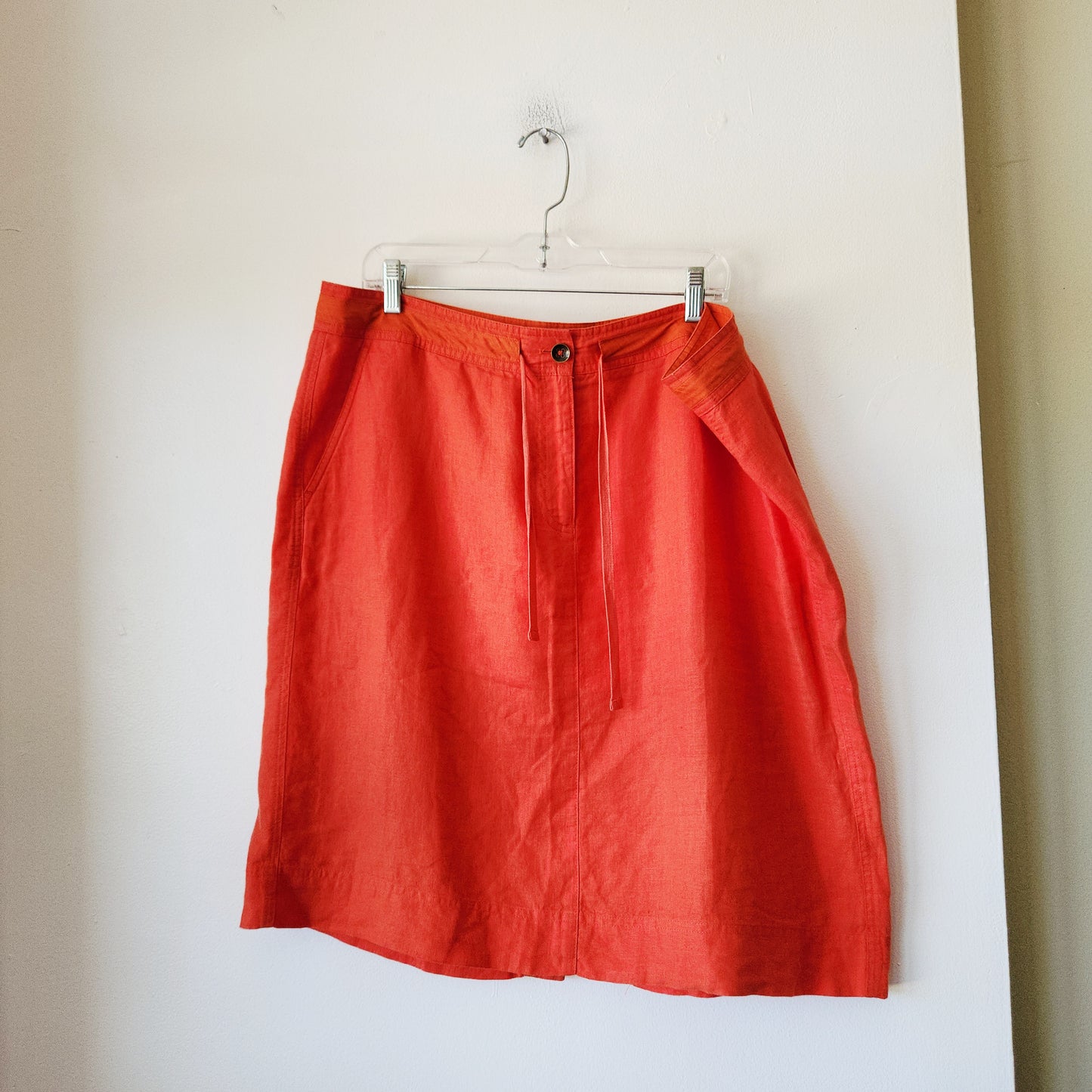Talbots Pure Irish Linen Bright Orange Skirt - size 18