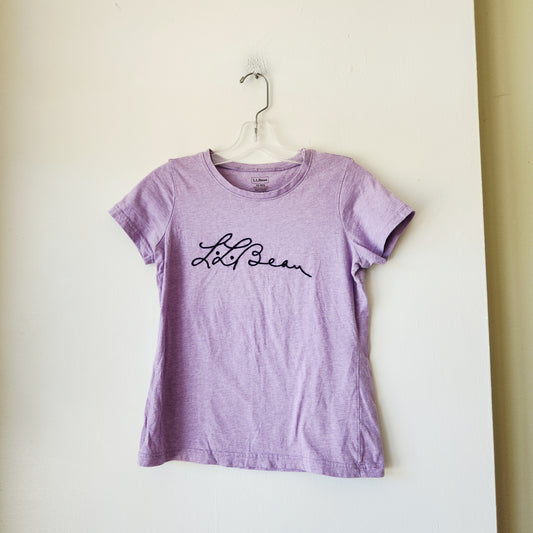 LL Bean Lavender 100% Organic Cotton Tee with Embroidered Logo - XS