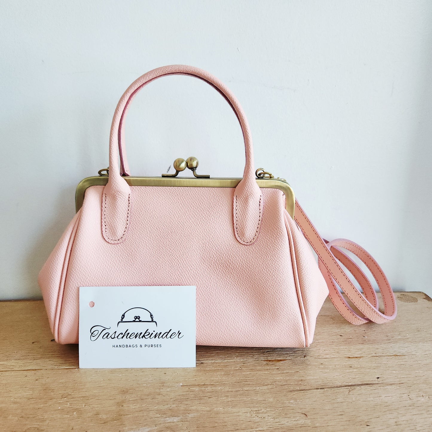 Taschenkinder Pastel Pink Snap Top Purse with Crossbody Strap