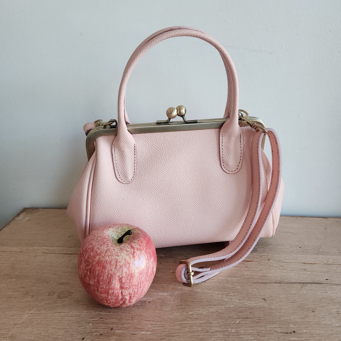Taschenkinder Pastel Pink Snap Top Purse with Crossbody Strap