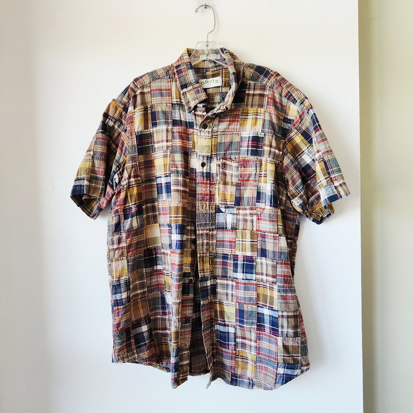 Orvis 100% Cotton Patchwork Madras Button Up Shirt - XL