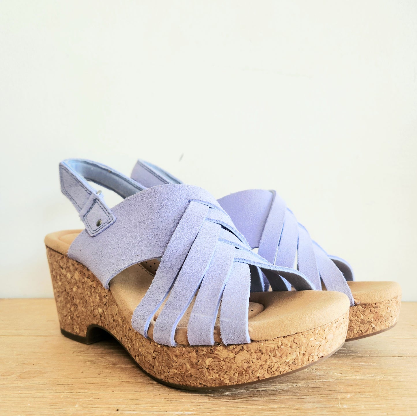 Clarks Giselle Wedge Sandals Light Blue 7.5
