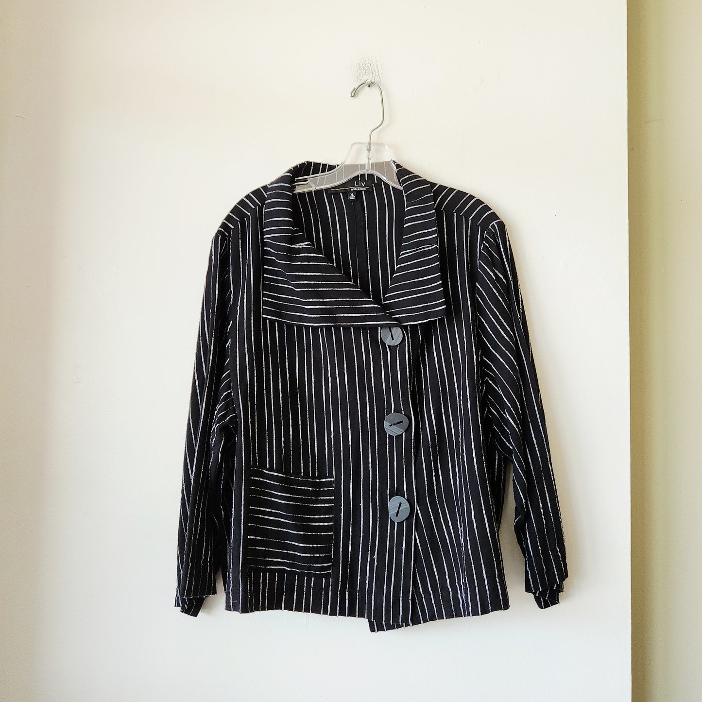 Liv by Habitat Clothes Linen & Cotton Blend Striped Top with Buttons - XL
