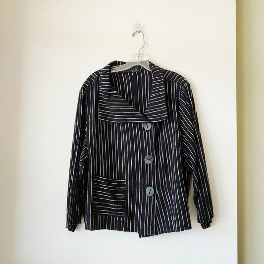 Liv by Habitat Clothes Linen & Cotton Blend Striped Top with Buttons - XL