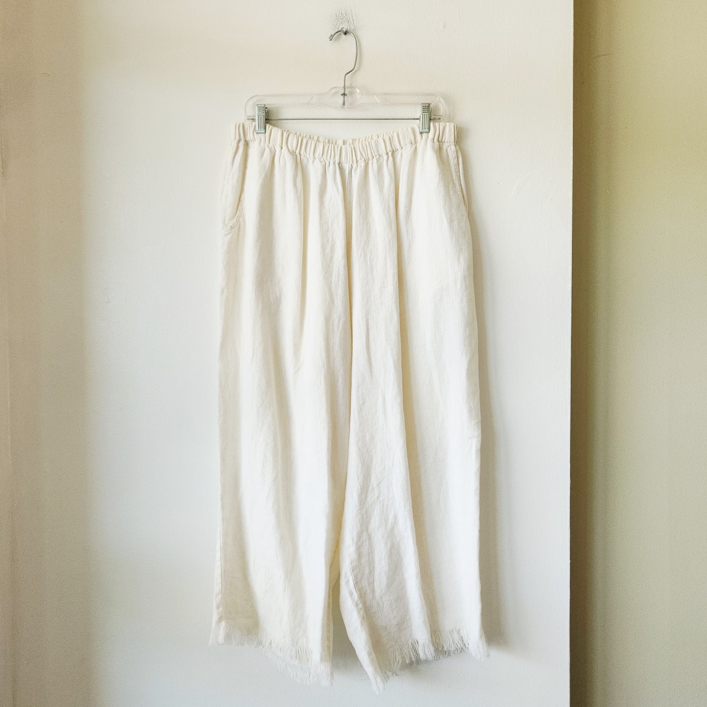 Flax 100% Linen Pull On Pants with Distressed Hem - 1X