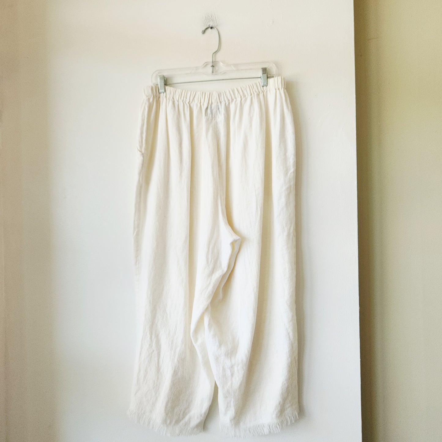 Flax 100% Linen Pull On Pants with Distressed Hem - 1X