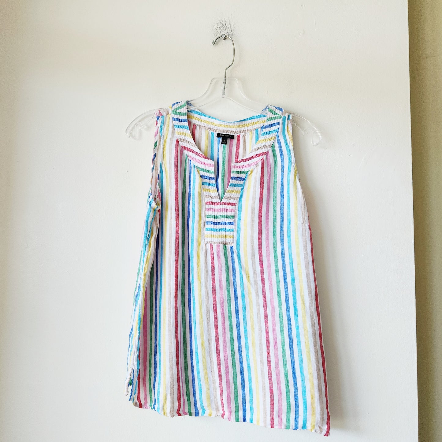 Talbots 100% Linen Rainbow Stripe Tank - M