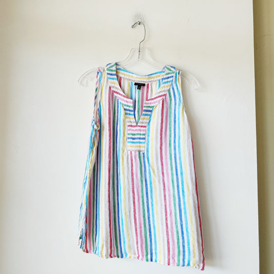 Talbots 100% Linen Rainbow Stripe Tank - M