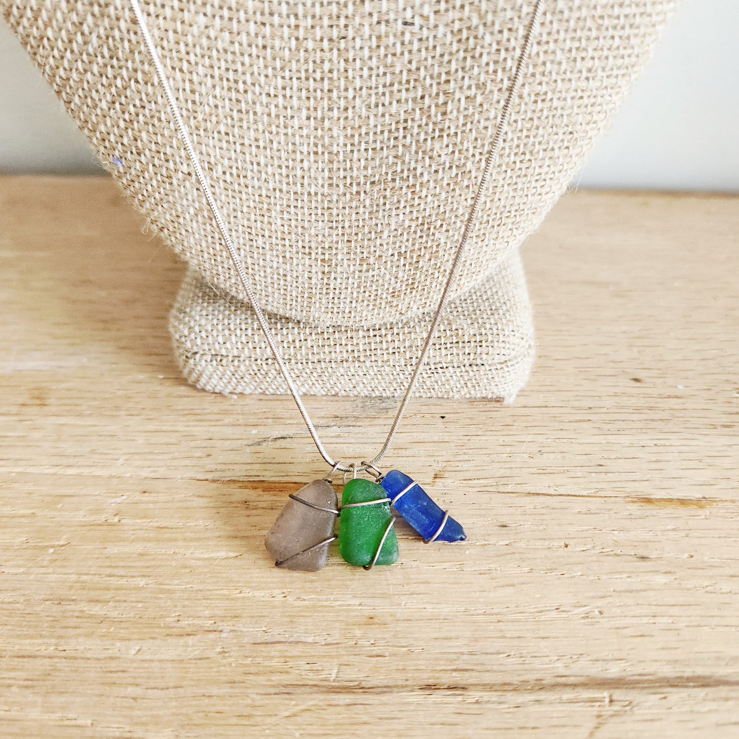 Sterling Silver Chain with Sea Glass Charms