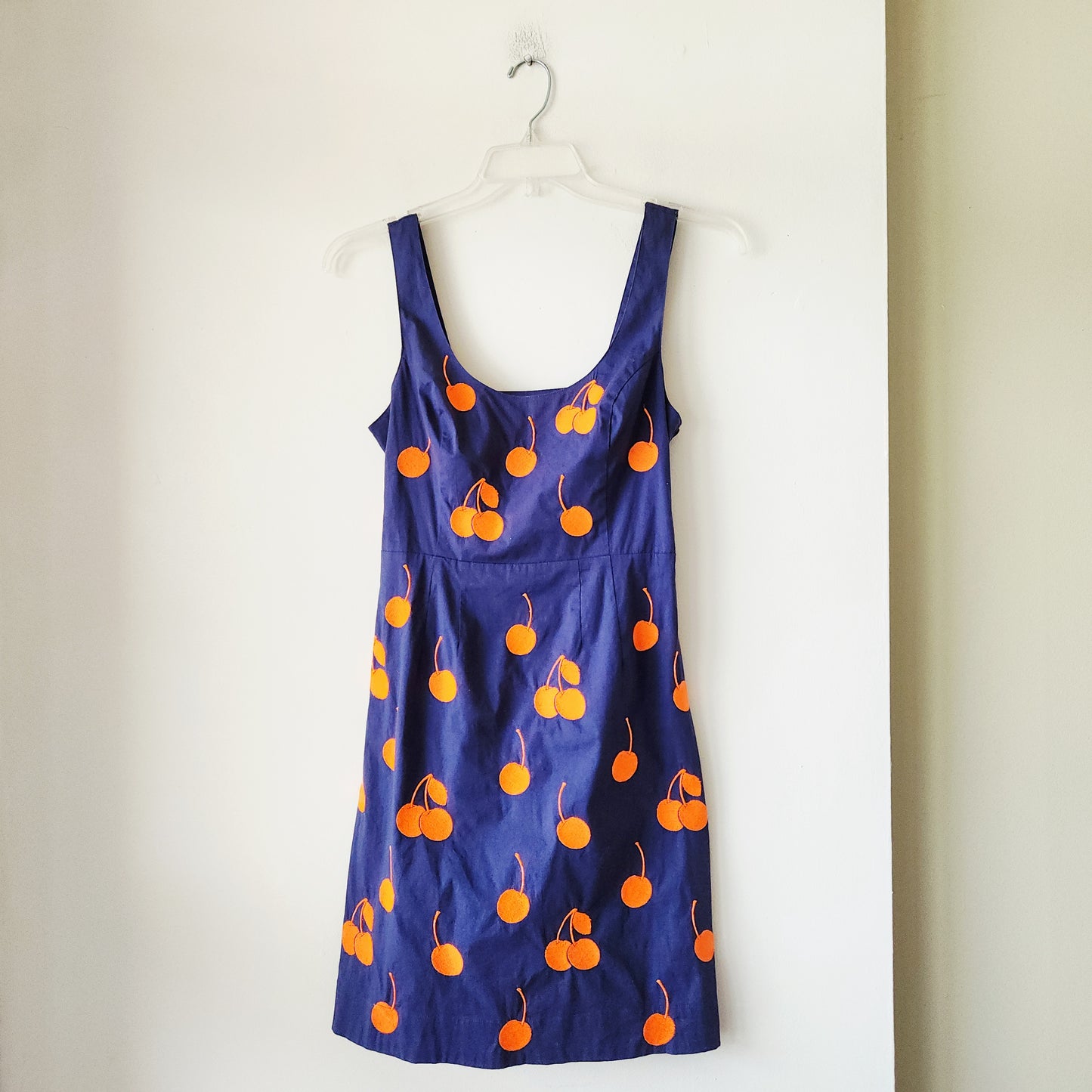 Leifnotes Navy Sundress with Cherry Embroidery & Bow Detail - size 4