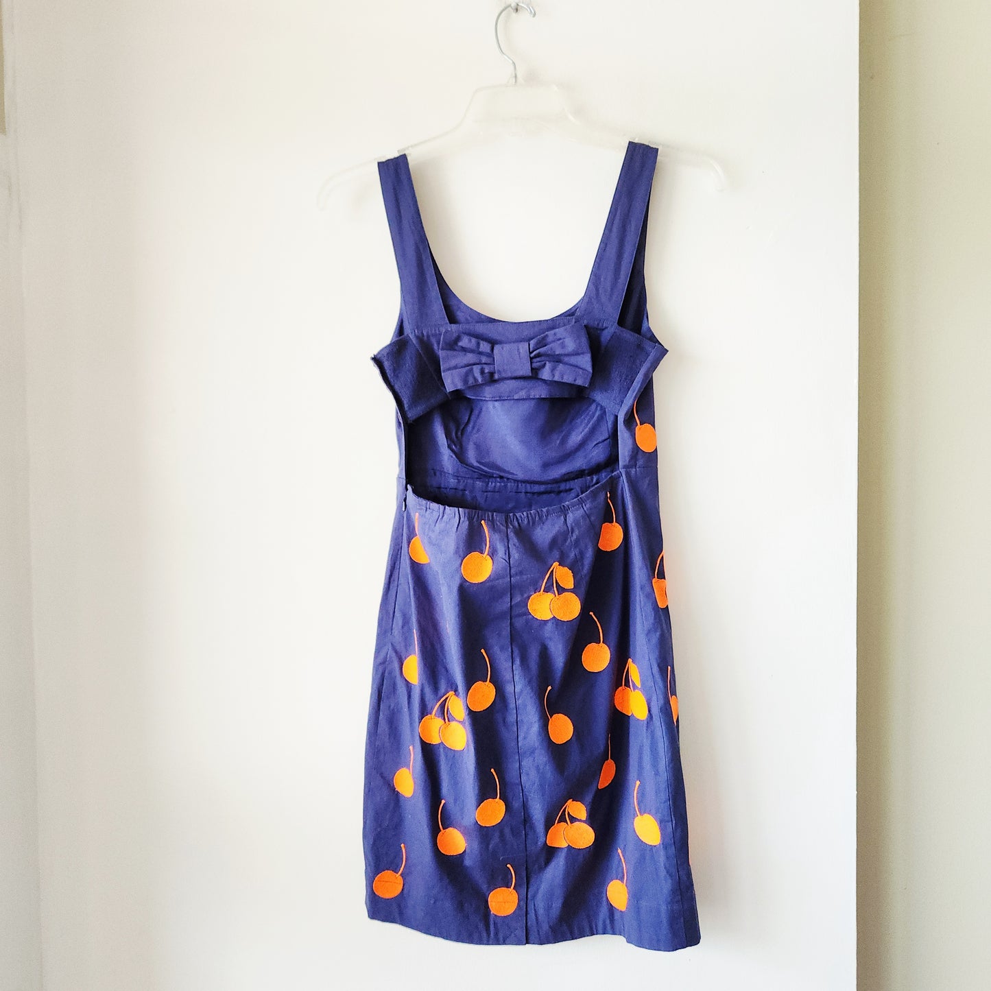 Leifnotes Navy Sundress with Cherry Embroidery & Bow Detail - size 4