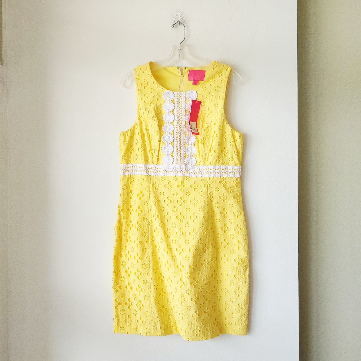 Lilly Pulitzer Sunshine Yellow Eyelet Shift Dress - size 10 - New