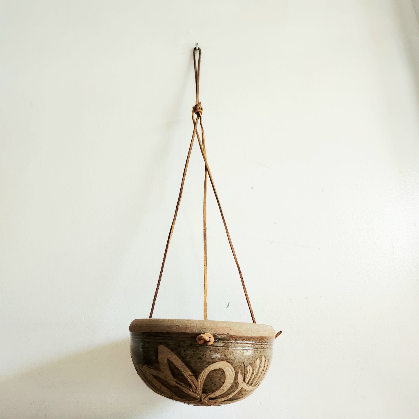 Handmade Stoneware Hanging Planter Basket