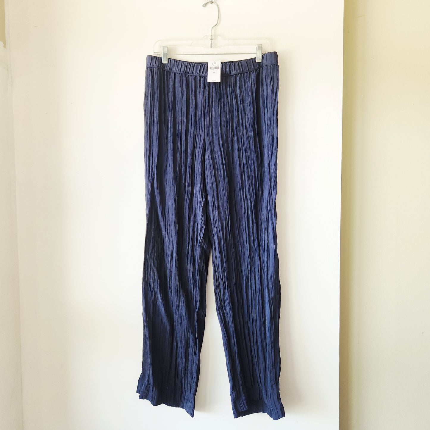 J Jill Wearever Collection Navy Crinkle Pull On Pants - M - New
