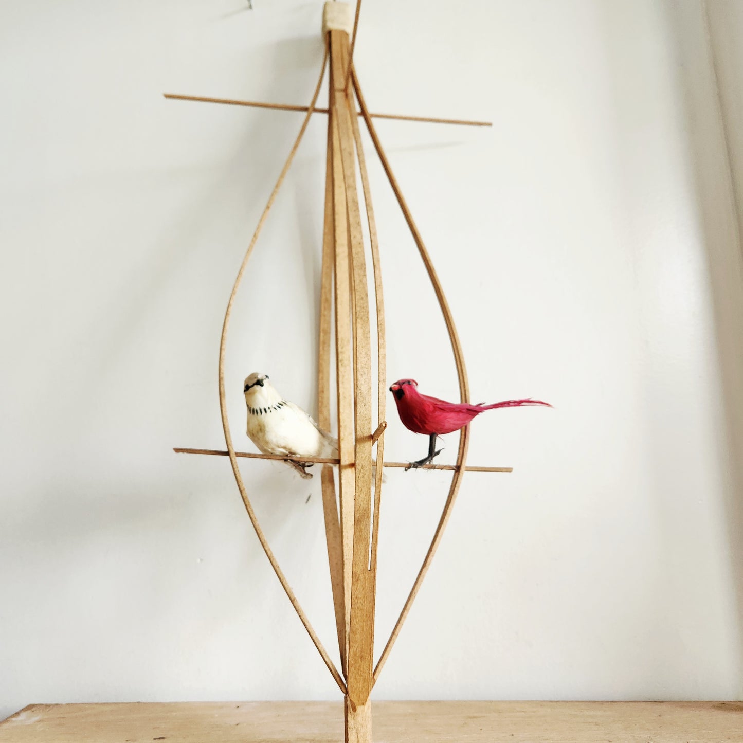 Vintage Wooden 28" Hanging Mobile with Birds