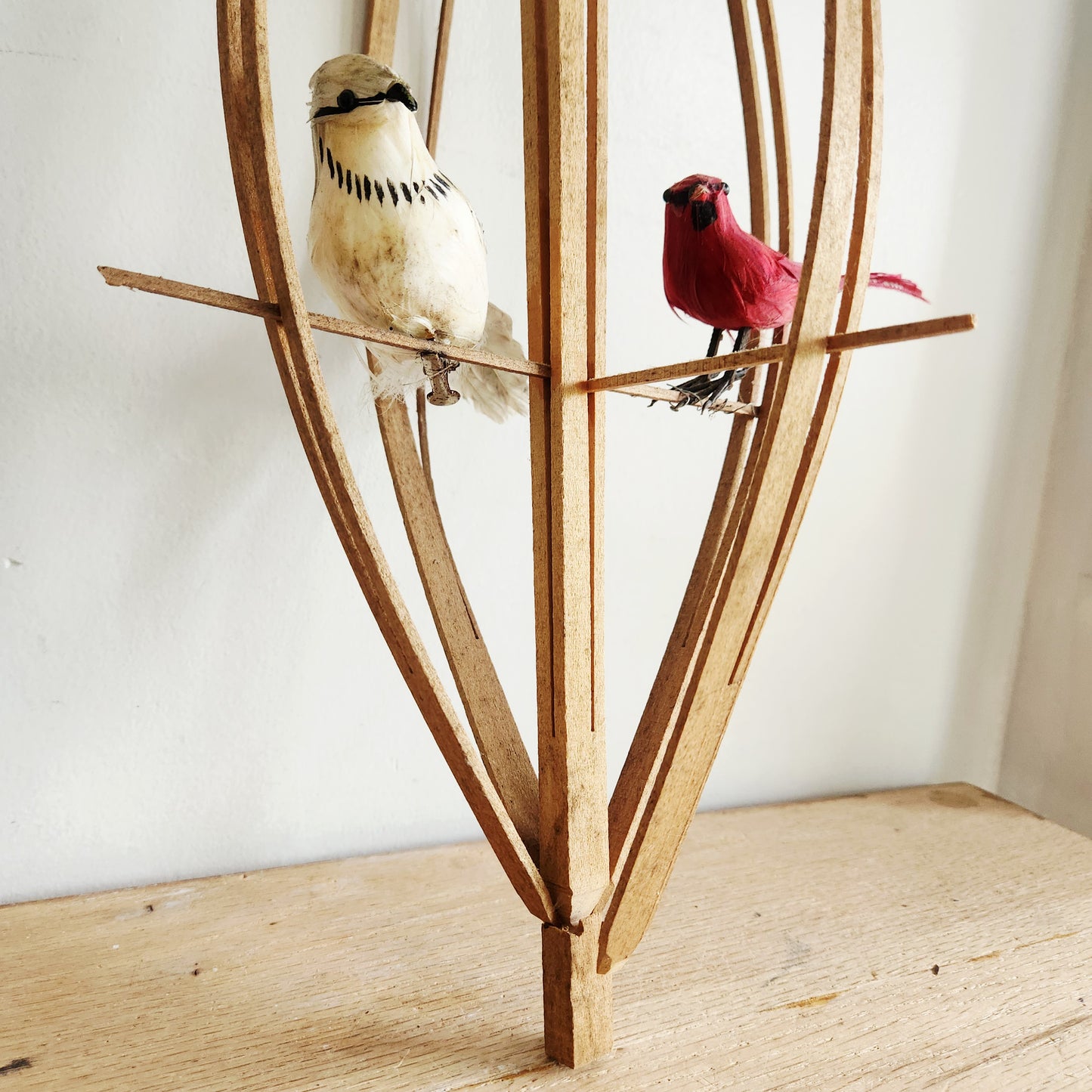 Vintage Wooden 28" Hanging Mobile with Birds
