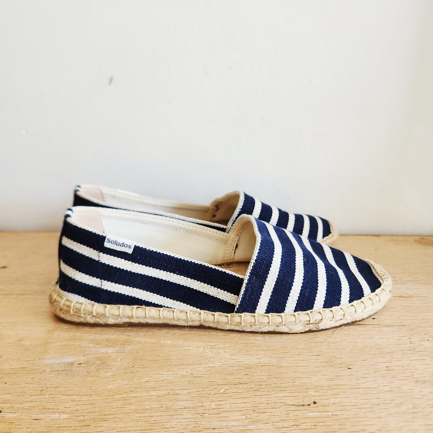 Soludos Navy Striped Espadrille Flats - size 38
