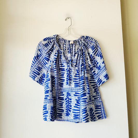 Loft 100% Cotton Top with Tie Detail - size L Petite