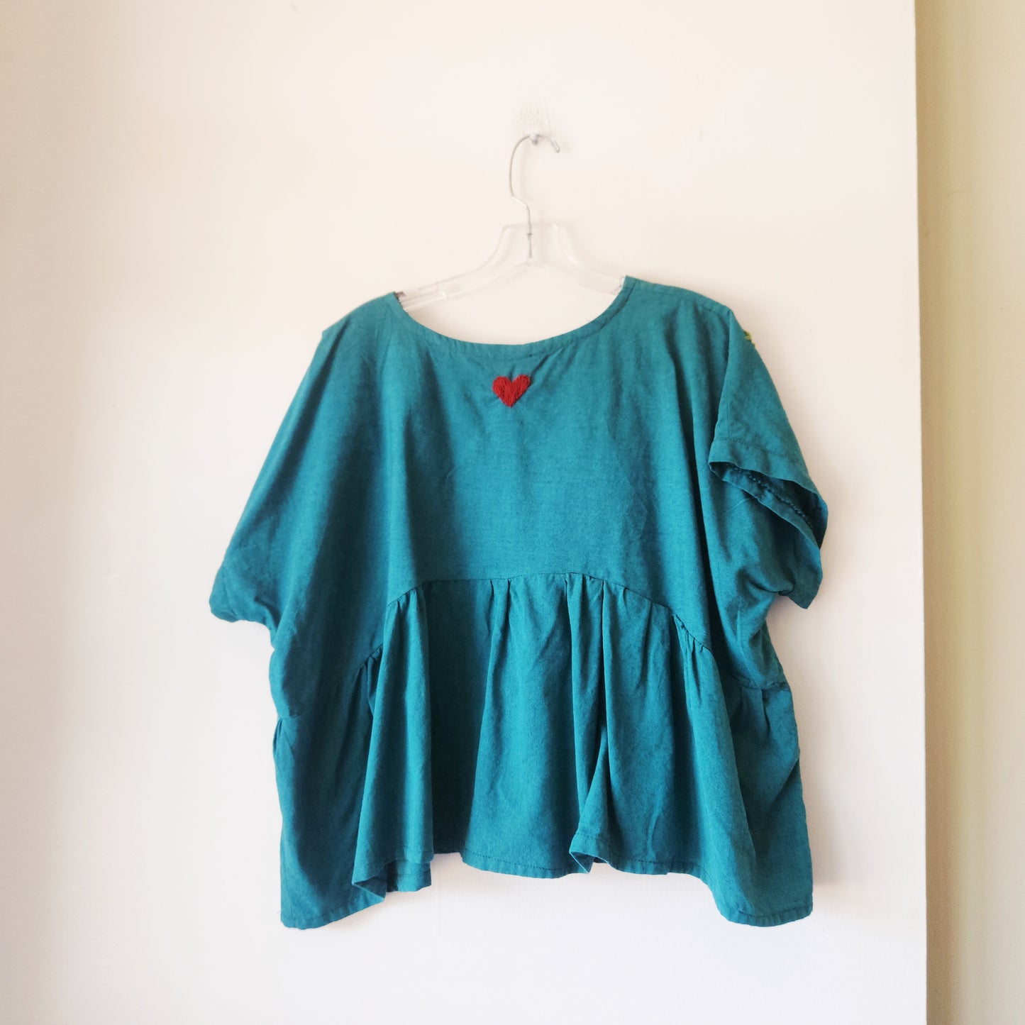 Sew Happy Embroidered Peplum Top - approx L