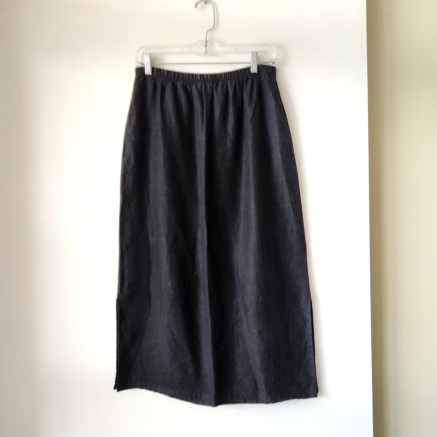 Heaven 100% Linen Black Loose Fit Pull On Skirt - S