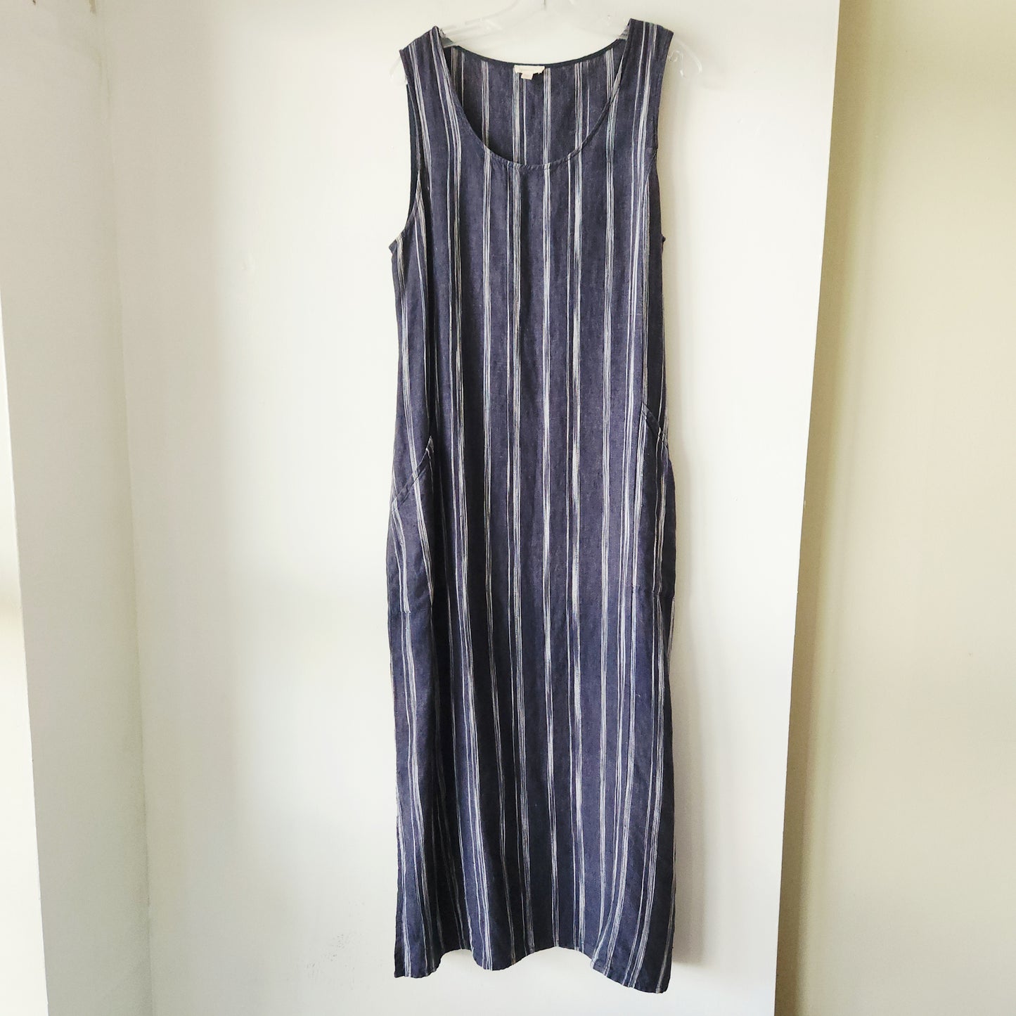 Garnet Hill 100% Linen Maxi Dress with Pockets - size 12