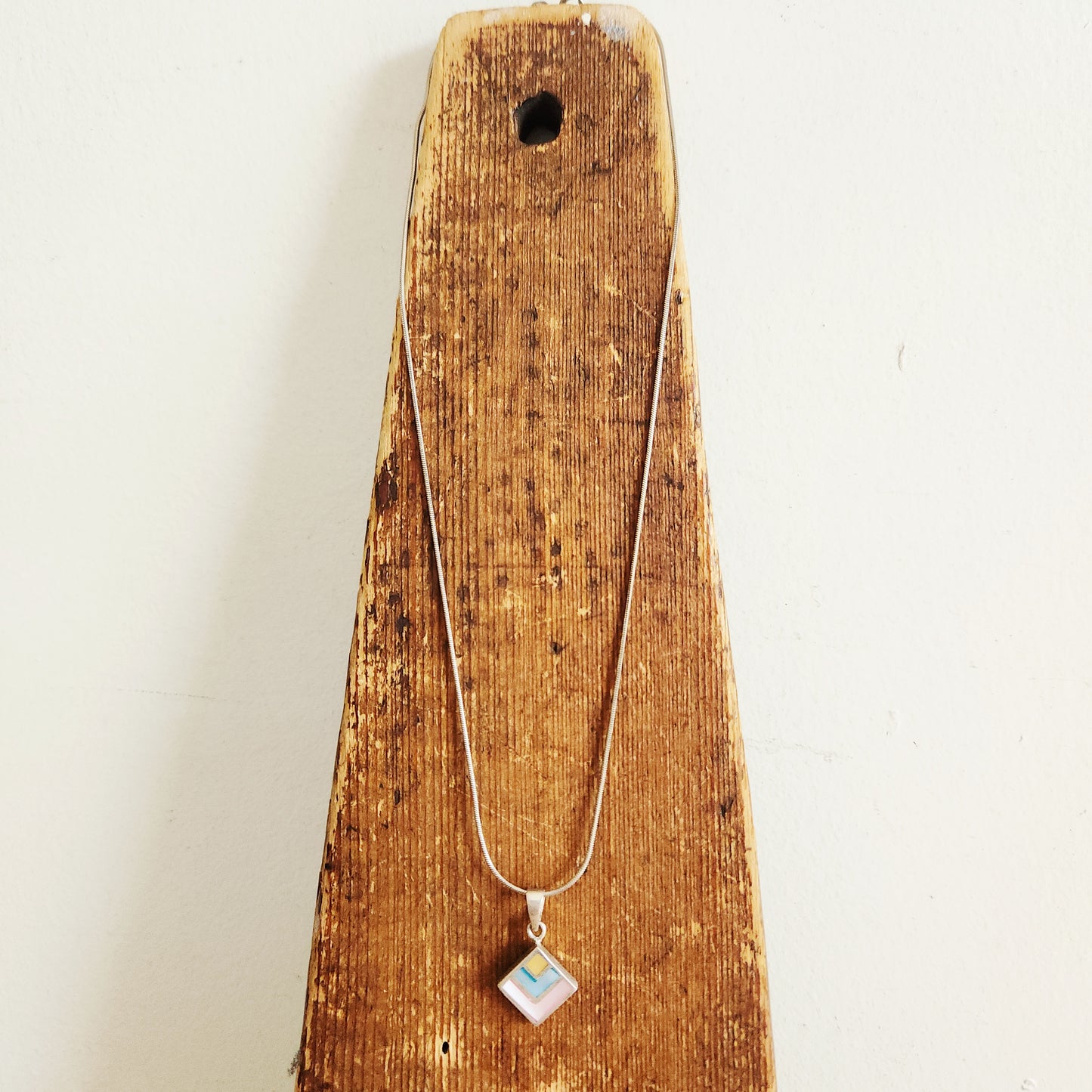 Sterling Silver Chain with Inlay Pendant