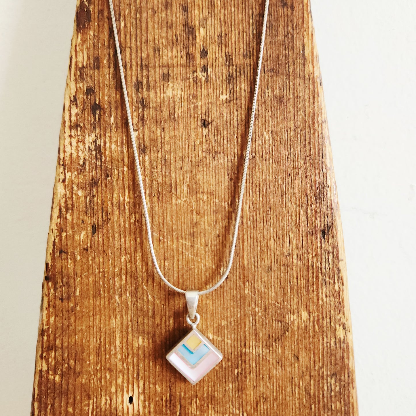 Sterling Silver Chain with Inlay Pendant