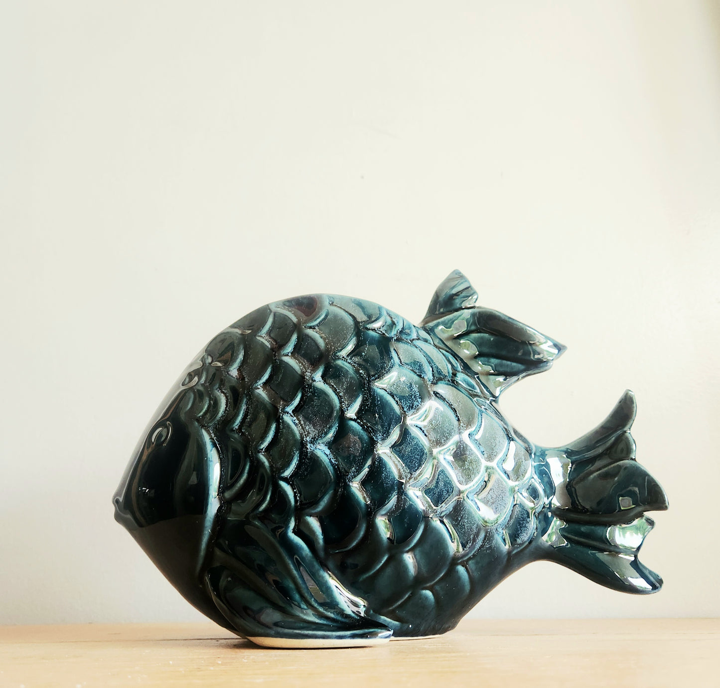 Vintage Ceramic Fish Figure Vase Made in USA 12"L 9'H