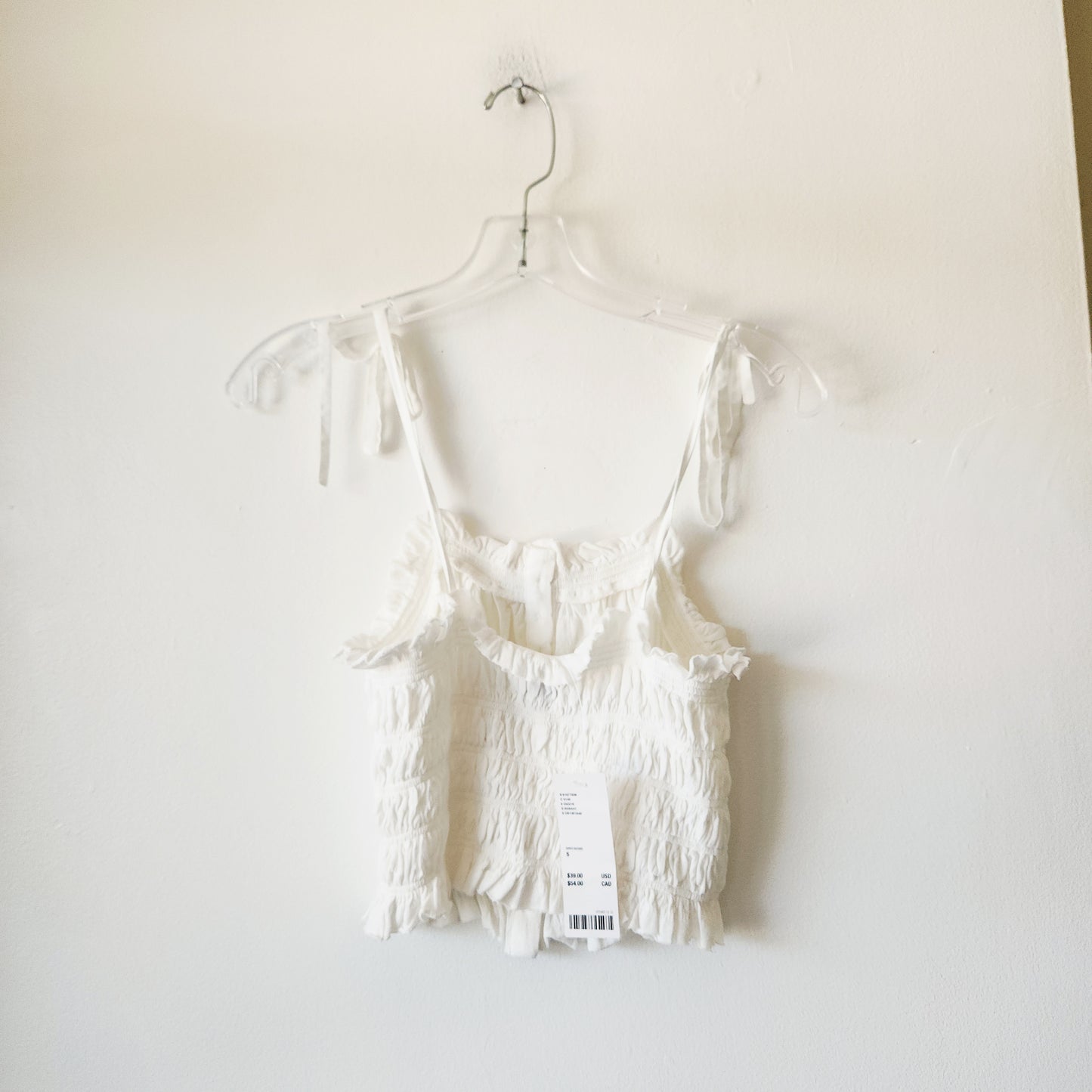 Urban Outfitters Smocked White Crop Top - S - New