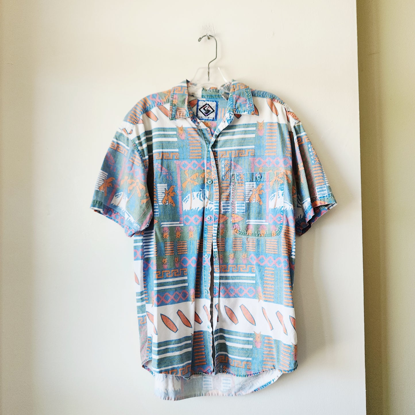 Vintage Santana 100% Cotton Button Up Shirt - Men's L