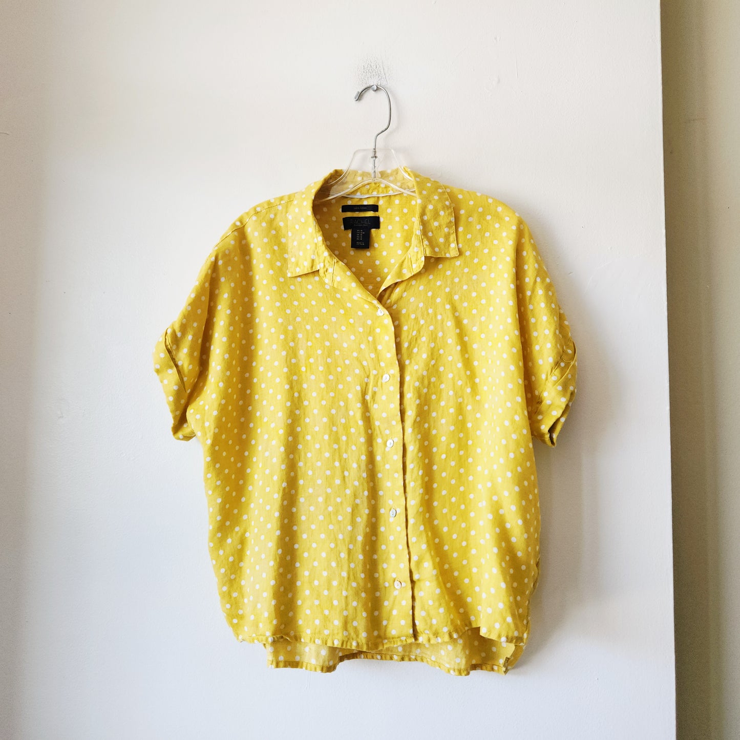 Rachel by Rachel Roy 100% Linen Top with Polka-dots - M