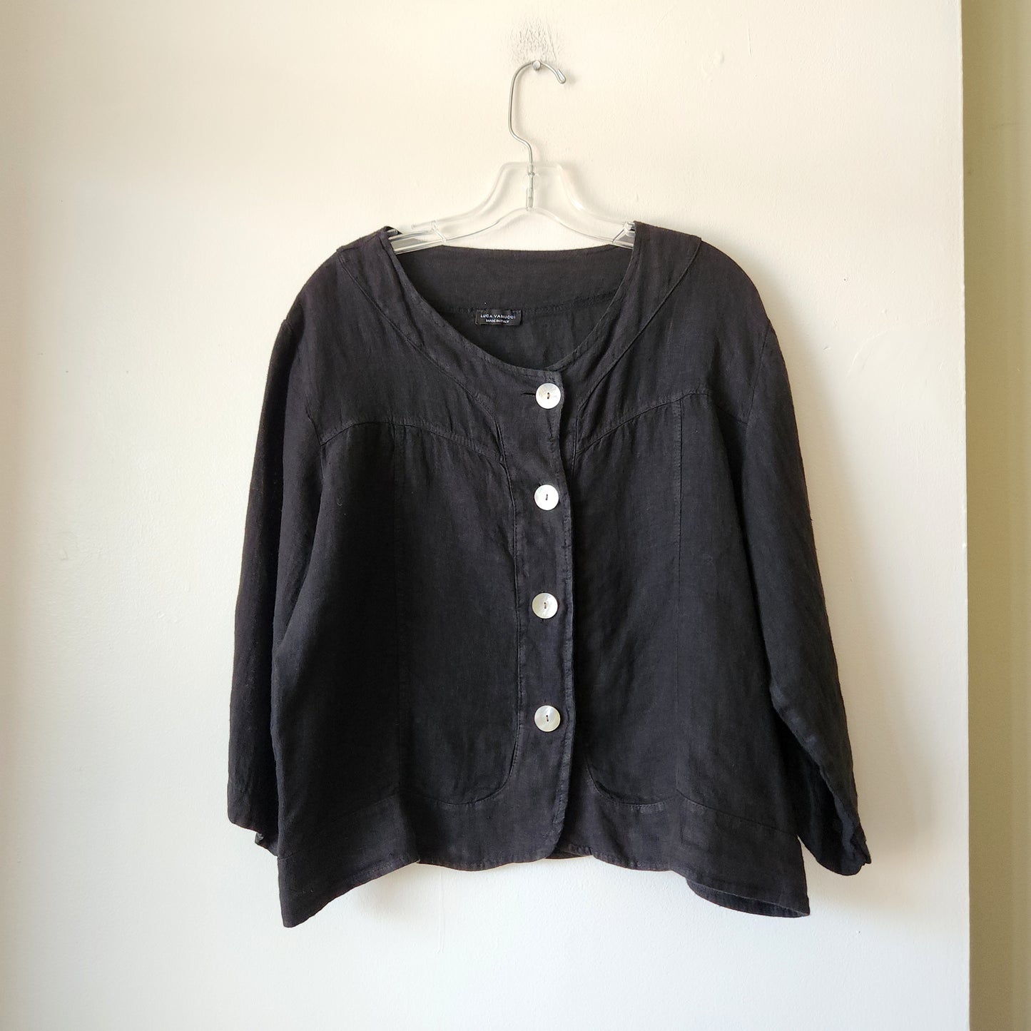 Luca Vanucci 100% Linen Top with Buttons - L