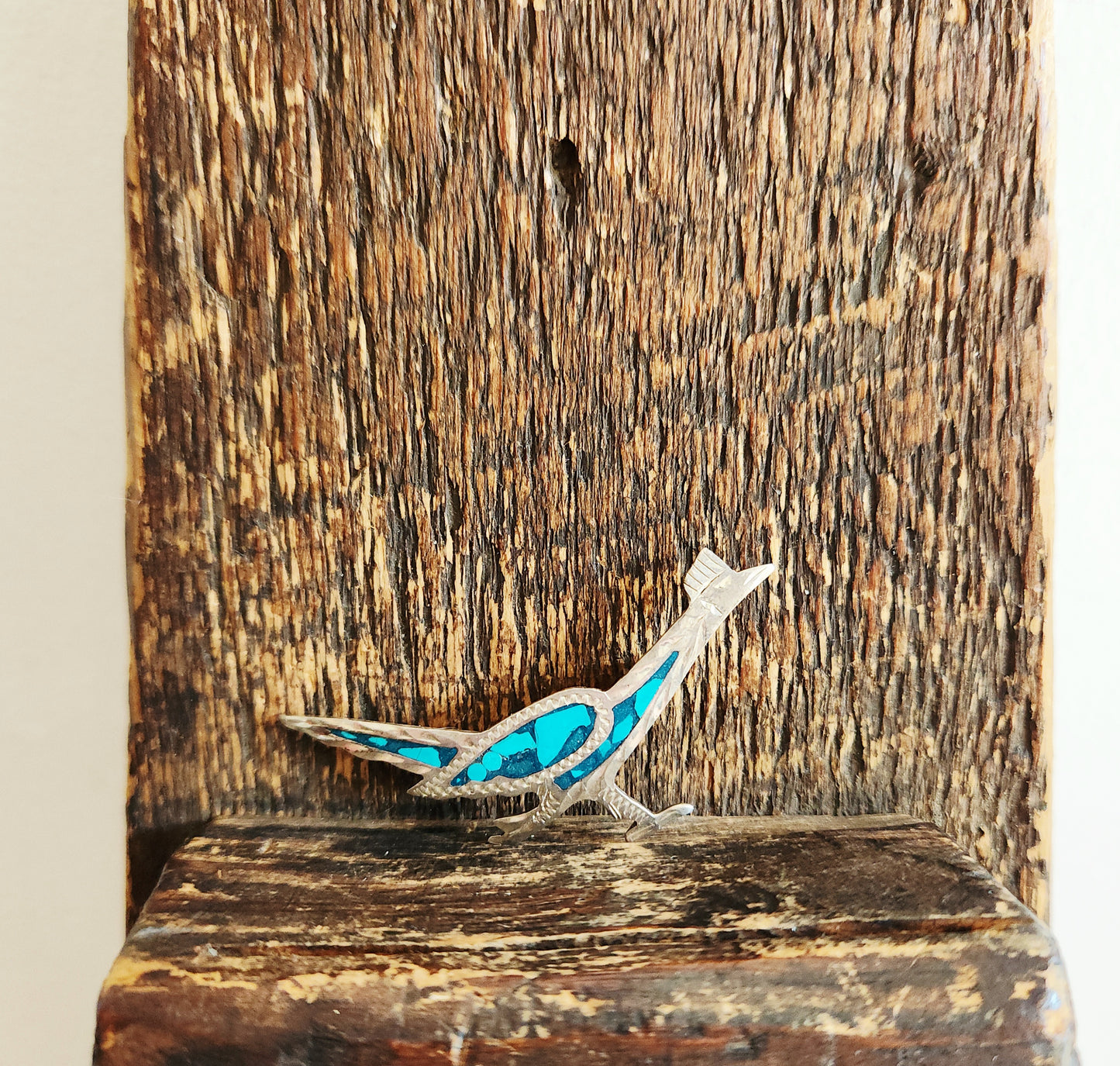 Road Runner Pin with Inlay - Mexico Stamped
